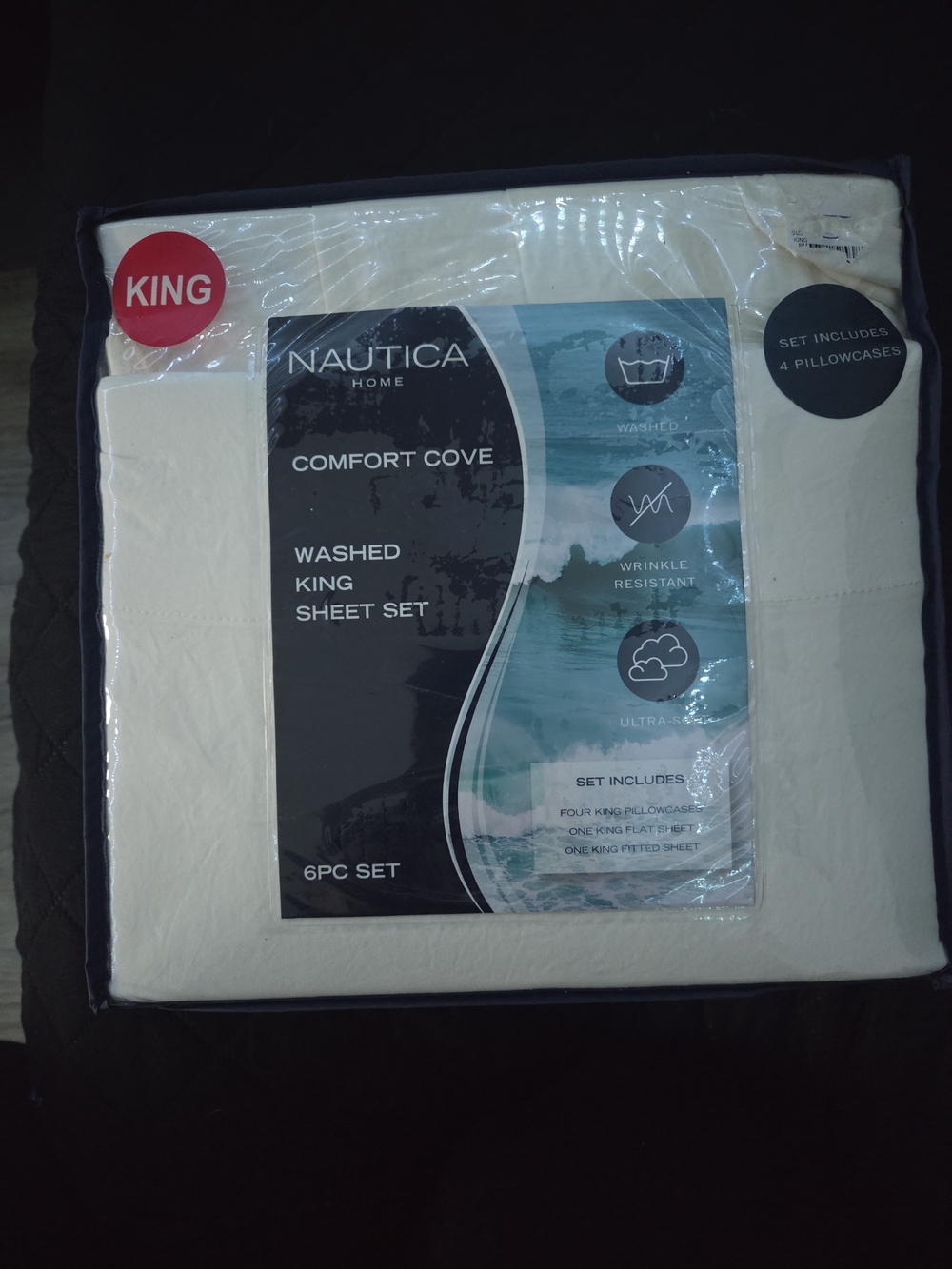 Nautica Comfort Cove Washed King Sheet Set in Cream